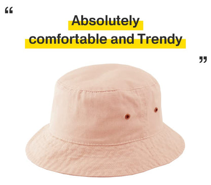 KBETHOS® 100% Cotton Washed Bucket Hat - color: Peach, size: Small-Medium