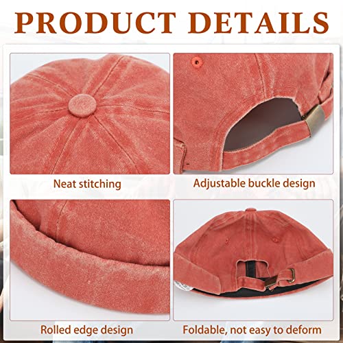 Janmercy 8 Pcs Brimless Hats for Men Adjustable Skullcap Docker Hat Buckle Beanie Cap Wash Cotton No Brim Hats for Men Women - color: Bright Color
