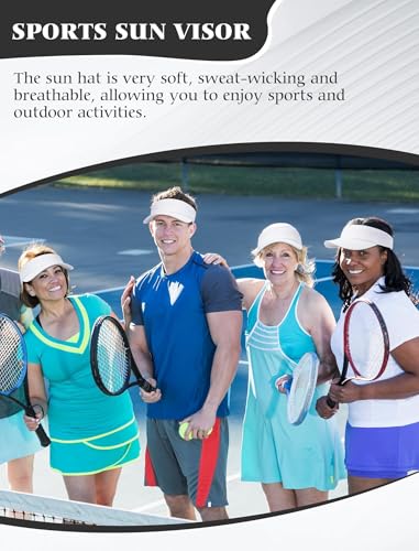 12 Pack Sun Visor Hats Softball Adjustable Cap Sun Protection for Women Men - color: White