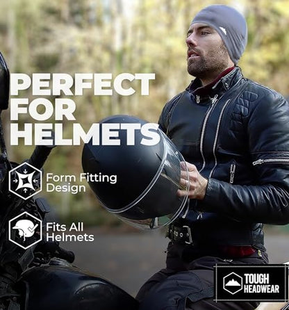 Tough Headwear Thermal Skull Cap - Moisture-Wicking Running Beanie - Wind-Blocking Cycling Cap - 4-Way Stretch Beanie for Men - color: Dark Gray