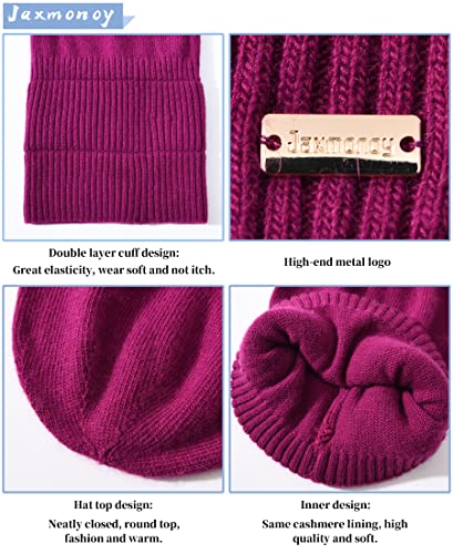 jaxmonoy Slouchy Beanies for Women Winter Lightweight Ladies Knit Hat Cuffed Soft Warm Slouch Beanie Cap - Brown - color: Fushia