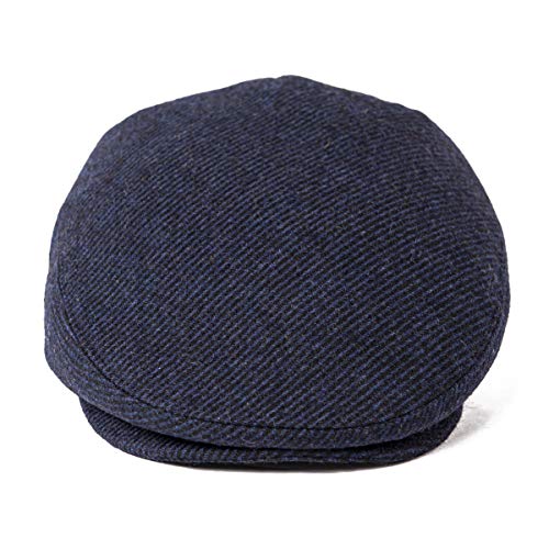 Men Wool Plaid Ivy Gatsby Newsboy Cap - color: Navy, size: 7 5/8