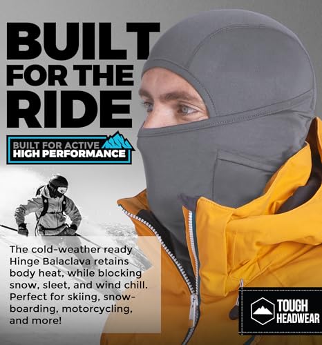 Tough Headwear Balaclava Ski Mask - Breathable Face Mask for Men - Flexible Hinge Full Face Cover - Windproof Motorcycle Gear - color: Black & Gray (2pcs)