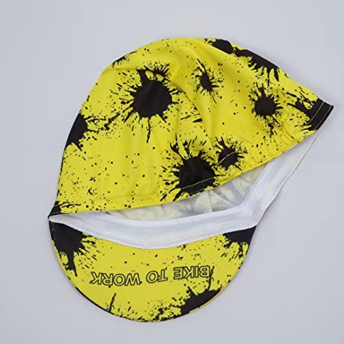 Funny Cycling Cap - Polyester Skull Cycling Hat-Under Helmet -Cartoon Cycling Helmet Liner Breathable&Sweat Uptake - color: Chun-yellow