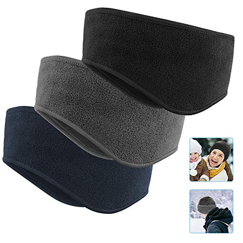 Ear Warmers Headband, Fleece Earmuffs Running Headband Winter Ear Covers Moisture Wicking Ski Sport Headband for Men & Women (19.2 inches, One Size, Cycling) - color: Black