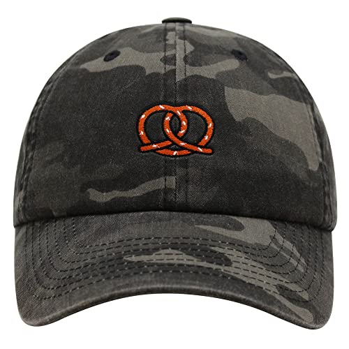 JPAK Pretzel Premium Dad Hat Embroidered Cotton Baseball Cap Snack - color: Black Camo