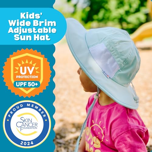 SwimZip UPF 50 Kids' Wide Brim Sun Hat, Sun Protection Hat - Baby & Toddler - color: Mint Green, size: 8-14 Years