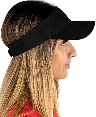 Funky Junque Womens Sun Visor, Adjustable Moisture Wicking Golf Cap - color: Solid Black