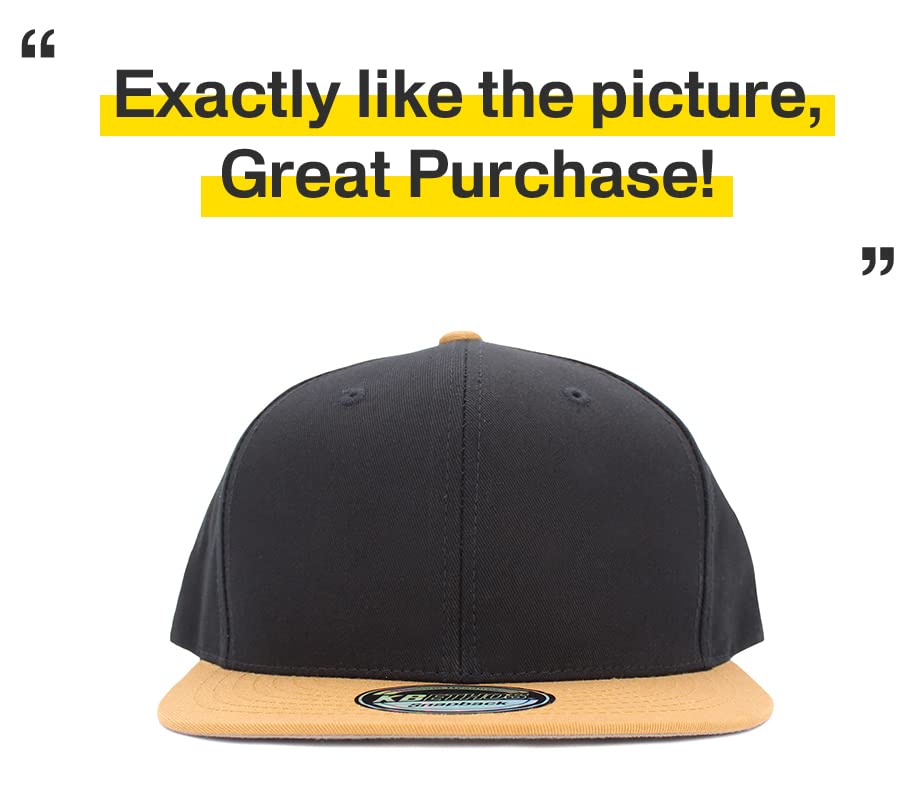 KBETHOS Classic Snapback Hat Blank Cap Underbrim Cotton Wool Blend Flat Visor Adjustable Unisex - color: Black Wheat