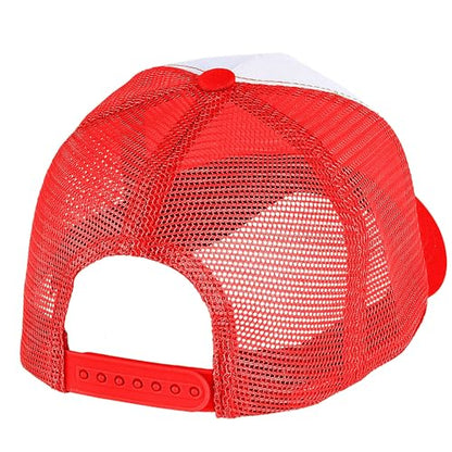 Falari 5-Panel Mesh Baseball Cap, Trucker Hat, Structured Plain Design, Cotton, Adjustable Size - color: 1pk Red