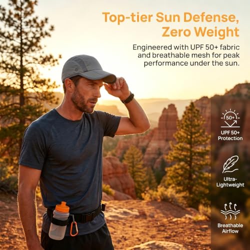 Solaris UPF 50+ Running Cap Mesh Baseball Hat Foldable Unisex - color: Light Grey, size: Standard