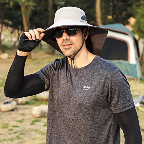 HUAMULAN Women Men Wide Brim Sun Hat Hiking Fishing Hats with Neck Flap - color: Hyp011-qianhui