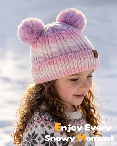 Toddler Winter Hat with Double Pom Pom Toddler Winter Beanie Hat for 3-8 - color: Multicolour
