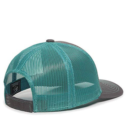 Outdoor Cap Unisex-Adult Outdoor Cap Structured Mesh Back Trucker Cap - color: Charcoal/Aqua