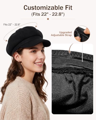 American Trends Newsboy Hats for Women Baker Boy Cap Fall Winter Beret - color: A Black