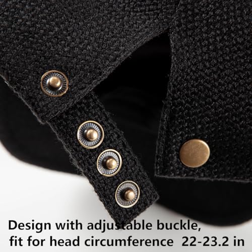 LADYBRO 2-Pack Unisex Flat Cap Newsboy Hats for Men Women Casual Adjustable - color: Black+khaki