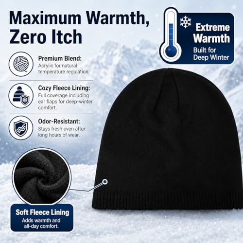 Oversize XXL Winter Beanie Knit Hat for Men - color: A1-pure Black