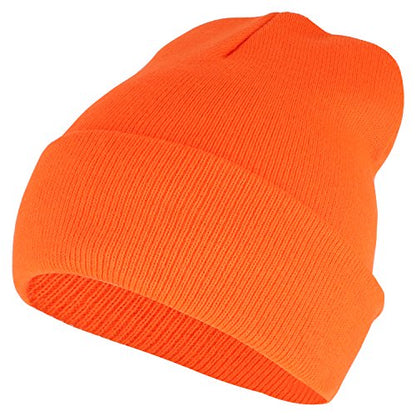 Armycrew High Visibility Neon Color Cuff Long Winter Beanie Hat - color: Orange