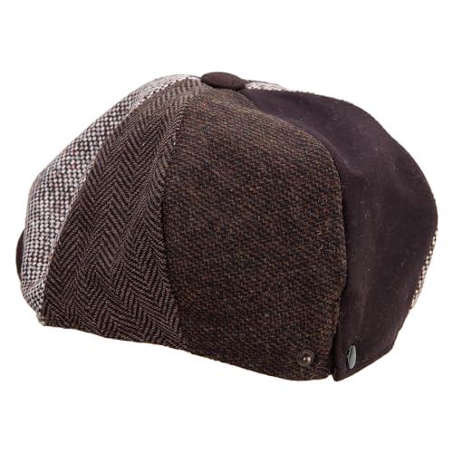Jeanne Simmons Men's 8 Panel Patch Work Newsboy Cap - color: Brown, size: X-Large