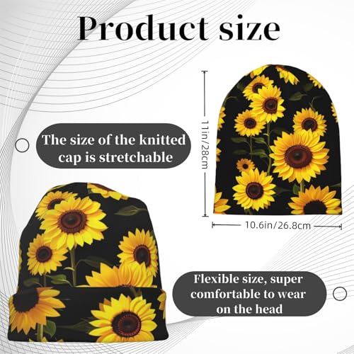 Unisex Stretch Knit Beanie Hat - color: Vintage Sunflower