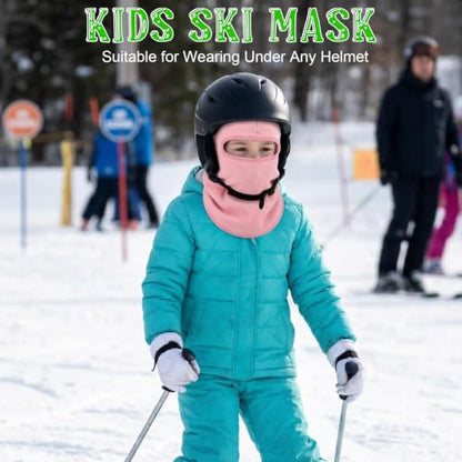 Kids Balaclava Ski Mask Winter Windproof Fleece Full Face Mask for Boy Girl - color: 2 Pack(pink+pink)