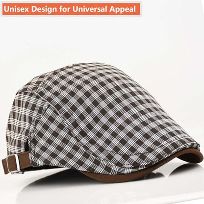 Women's Berets: Black Houndstooth Red Beret Hats for Women Fall Winter Fashion Outfit - color: Advance-plaid-brown