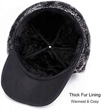 Winter 3 in 1 Thermal Fur Lined Trapper Hat with Ear Flap Full Face Warmer Cover Windproof Cycling Motorcycle Headwear - color: 3-in-1 Black