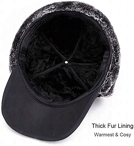 Winter 3 in 1 Thermal Fur Lined Trapper Hat with Ear Flap Full Face Warmer Cover Windproof Cycling Motorcycle Headwear - color: 3-in-1 Grey