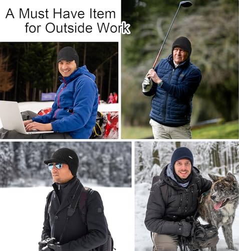 Wmcaps Winter Beanie with Brim & Ear Flaps, Fleece Lined Hat for Men Women - color: Fluorescent Green