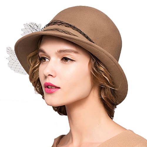 Maitose™ Women's Wool Felt Bowler Hat - color: Camel