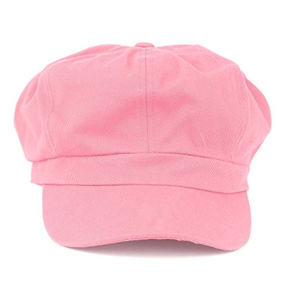 Women's Lightweight 100% Cotton Soft Fit Newsboy Cap with Elastic Back - color: Pink