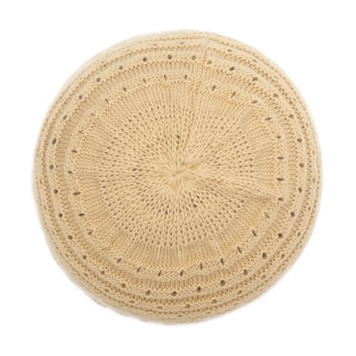 ZLYC Crochet Slouchy Beanie for Women Soft Lightweight Skull Cap - color: Plain Macadamia Beige