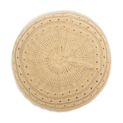 ZLYC Crochet Slouchy Beanie for Women Soft Lightweight Skull Cap - color: Plain Macadamia Beige
