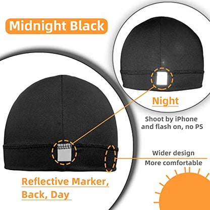 6 Pcs Skull Cap Sweat Wicking Helmet Liner Breathable Cycling Beanie Running Sports Hat Cooling Head Wraps for Men - color: Black Pack