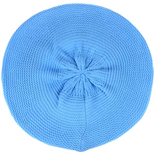 BYOS Chic French Style Lightweight Soft Slouchy Knit Beret Beanie Hat in Solid - color: 2-pack Sky Blue & Black