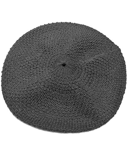 100% Pure Alpaca Knit Beret - Soft Slouchy Style Tam for Women - color: Gray