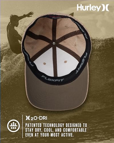 Hurley Mens Baseball Cap Moisture-Wicking Flexfit Curved Bill Fitted Hat - color: Brown, size: Small-Medium