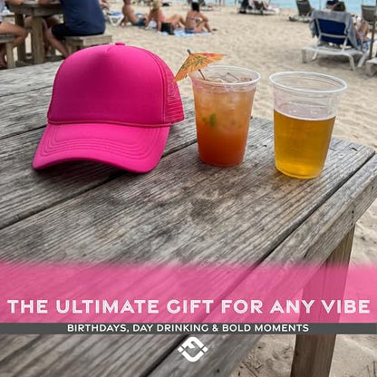 Funky Junque Blank Mesh Foam Lightweight Snapback Trucker Hat - color: Hot Pink/Hot Pink