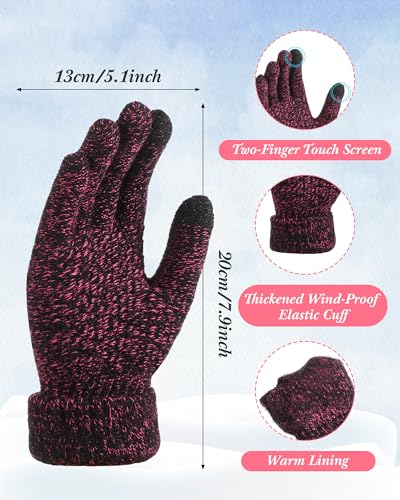 JaGely 8 Pieces Women Winter Hats and Gloves Set Women Warm Touchscreen Knitted Lined Gloves Winter Beanies - color: Navy Blue, Wine Red, Mixed Black White,mixed Khaki