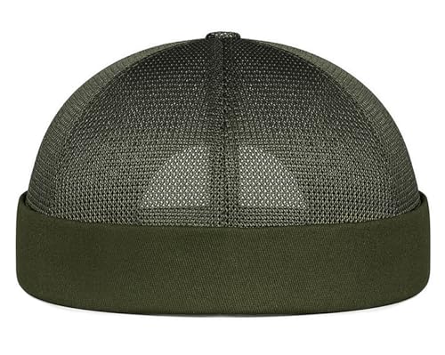 DIYDECAL Mens Mesh Brimless Cap,Summer Skullcap Docker Beanie Hat - color: Dark Green