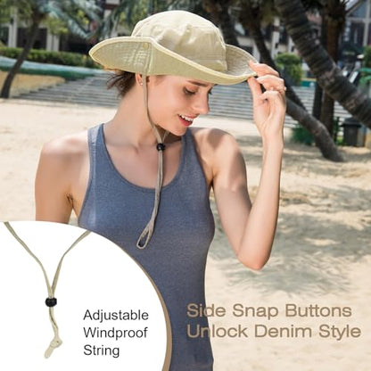 Bucket Hat UV Protection Sun Hat, Boonie Fishing Safari Hats for Outdoors - color: Beige
