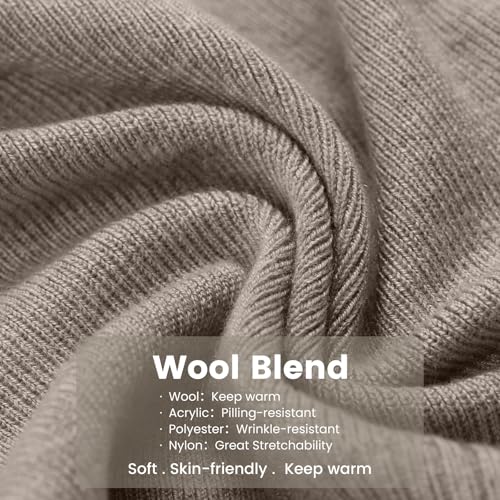 Wool Blend Ribbed Knit Beanie for Men Women, Double Layer Warm Winter Hat Beanies Skull Cap - color: Light Brown