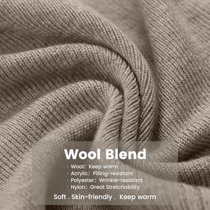 Wool Blend Ribbed Knit Beanie for Men Women, Double Layer Warm Winter Hat Beanies Skull Cap - color: Light Brown