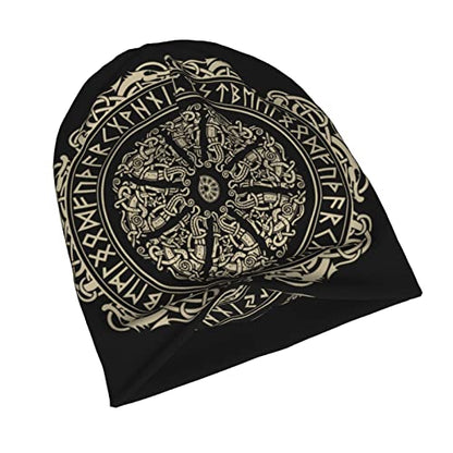 Men Vikings Beanie Caps,Norse Rune Skull Cap Knit Hat Slouchy Cap Autumn Summer Casual Beanies Hat - color: Norse Rune Printed