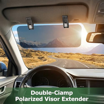 Sun Visor Extender for Car Windshield Shade Visor Extension - Adjustable Dual Clip Anti-Glare Polarized Sunvisor Blocker Shield Protection for Window Mirror Side Driving Accessories