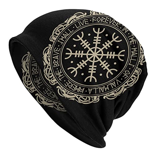 Men Vikings Beanie Caps,Norse Rune Skull Cap Knit Hat Slouchy Cap Autumn Summer Casual Beanies Hat - color: Norse Runes Printed