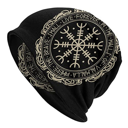 Men Vikings Beanie Caps,Norse Rune Skull Cap Knit Hat Slouchy Cap Autumn Summer Casual Beanies Hat - color: Norse Runes Printed