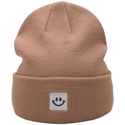 55cube Unisex Winter Beanie Hats Warm Thick Knit Cuffed Skullcaps - color: Apricot Crush