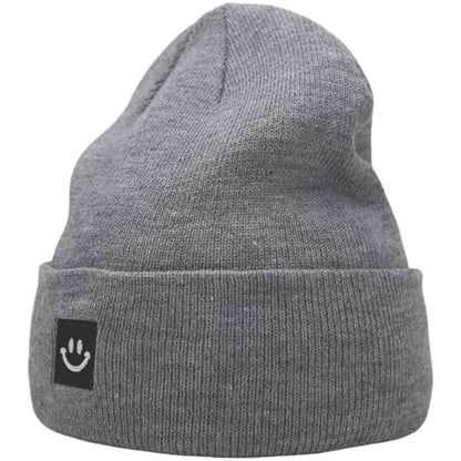55cube Unisex Winter Beanie Hats Warm Thick Knit Cuffed Skullcaps - color: Solid Grey