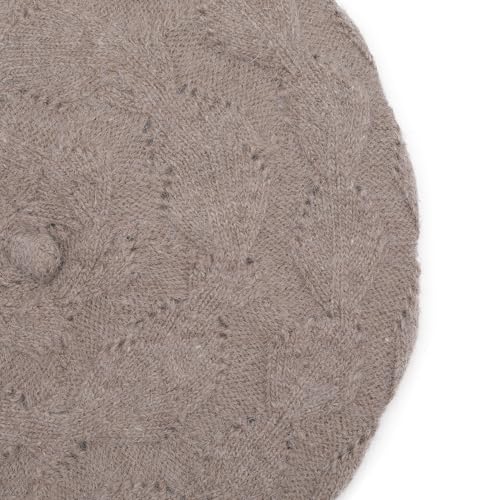 ZLYC Women French Beret Hat Reversible Solid Color Knit Warm Artist Cap - color: Cable Pattern Tan
